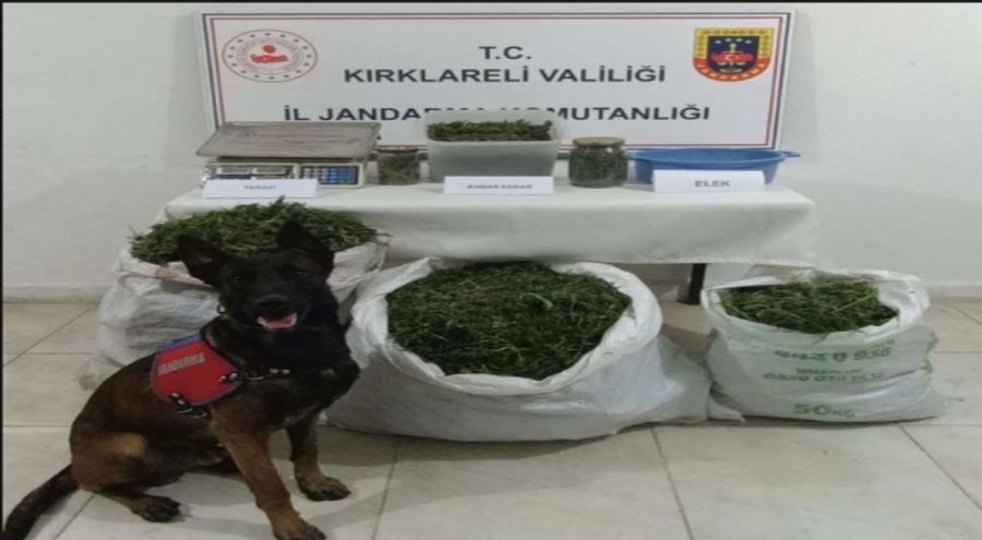 Kırklareli'nde 22 kilo esrar ve 120 bin makaron ele geçirildi