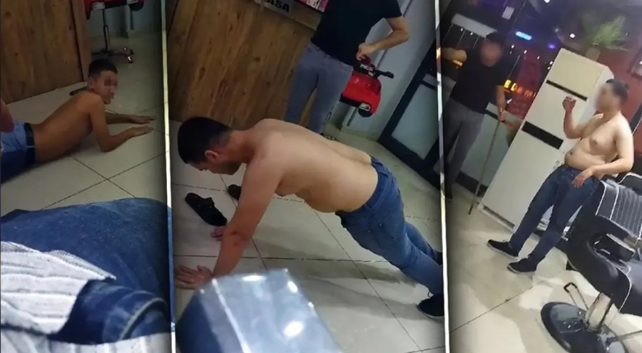 Berber, çıraklarını şınav çektirip süründürdü!