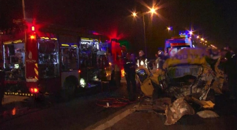 Kuzey Marmara Otoyolu'nda yolcu otobüsü ile taksi çarpıştı: 3 yaralı!