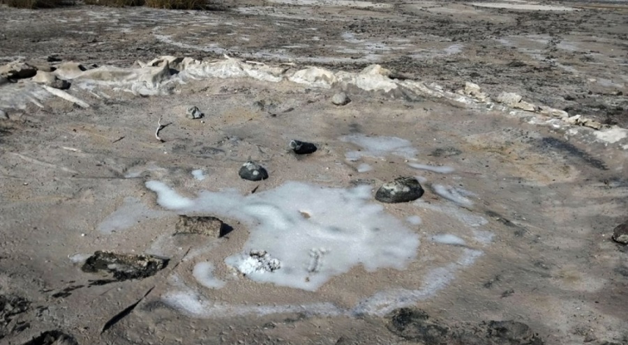 İztuzu Plajı'nda tuz sahası gün yüzüne çıktı