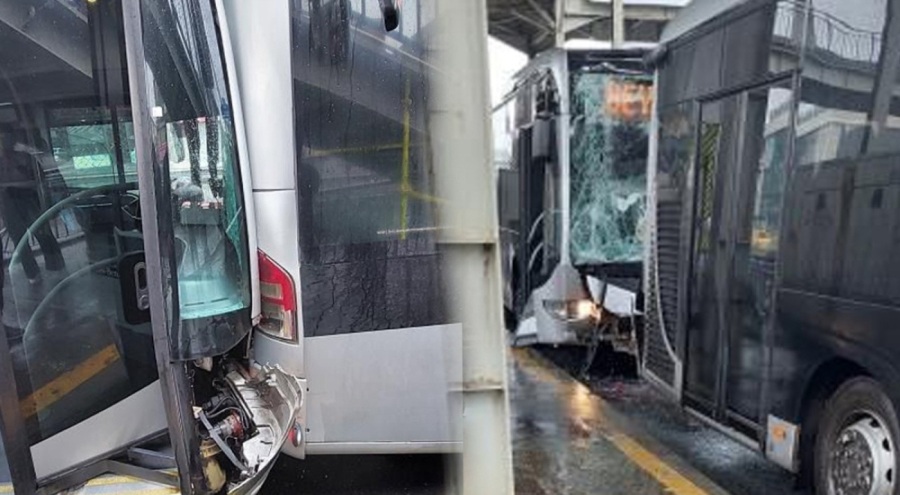 İstanbul'da iki metrobüs birbirine girdi