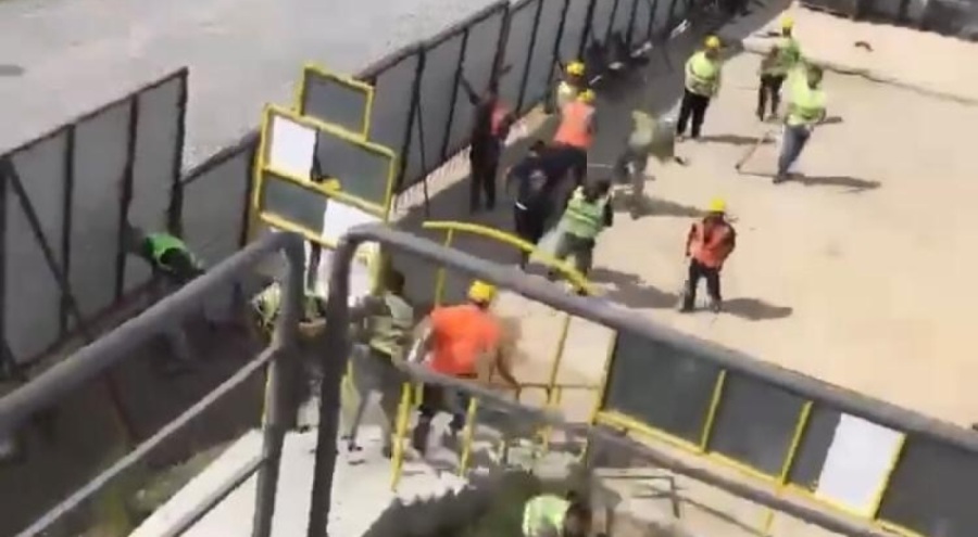 Şantiyede işçilerin meydan kavgası