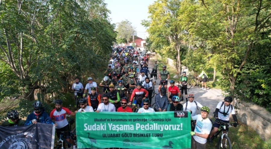 Uluabat'ın korunması için pedal çevirdiler