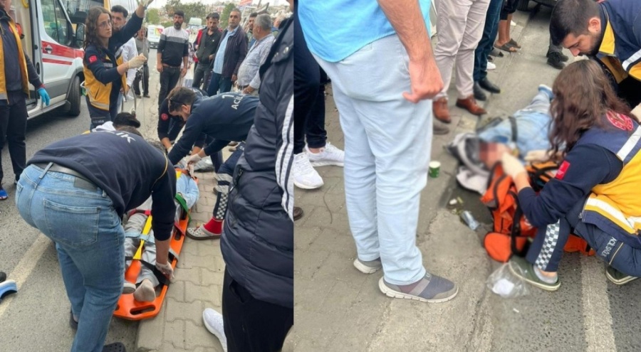 Başakşehir'de kapısı açık minibüsten düşerek metrelerce savruldu