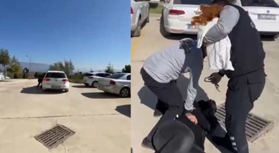 'Pembe kod' tatbikatında kendini role kaptıran vatandaş, güvenlik görevlisini araçla sürükledi