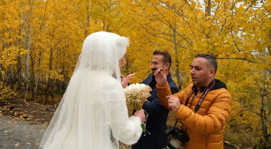 Düğün çekimi sırasında korku dolu anlar!