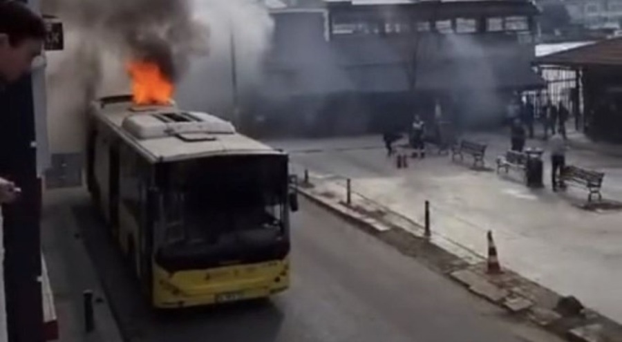 İETT otobüsünde yangın