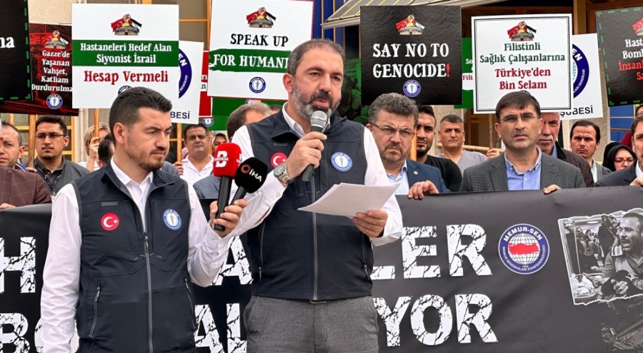 Bursa'daki sağlık çalışanları Filistin için tek yürek