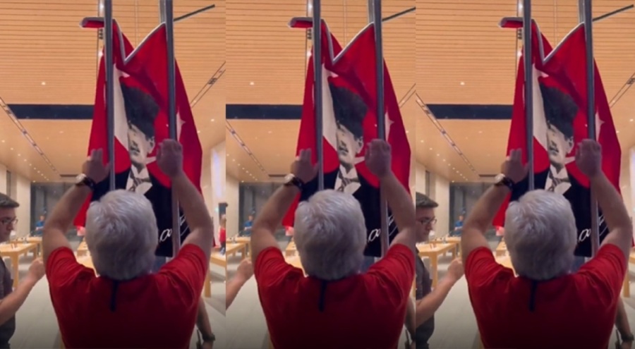 Apple mağazasında Türk bayrağı tepkisi