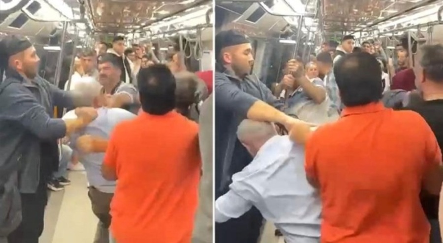 Metroda tekme ve yumruklu "tükürük" kavgası