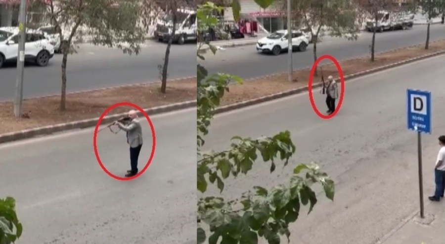 Elindeki av tüfeğiyle yolu kapatıp tehditler savurdu!