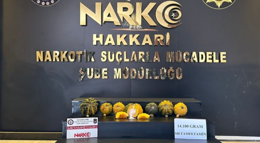 Bal kabağı içine saklanmış 14 kilo metamfetamin bulundu