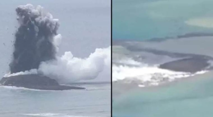 Volkan patlayınca dünyanın en yeni adası ortaya çıktı