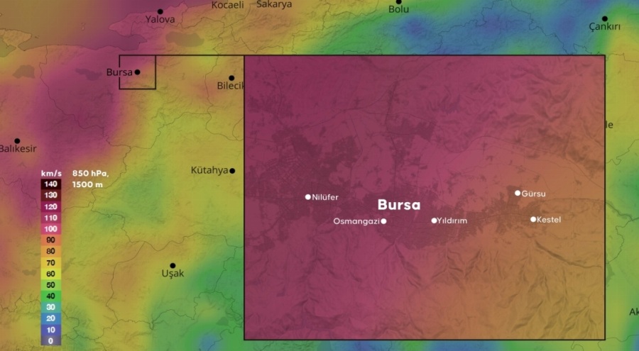 Bursa'da kuvvetli lodos etkisini sürdürüyor