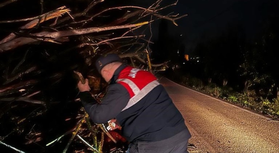 Bursa'da jandarma lodosta vatandaşlara yardım etti