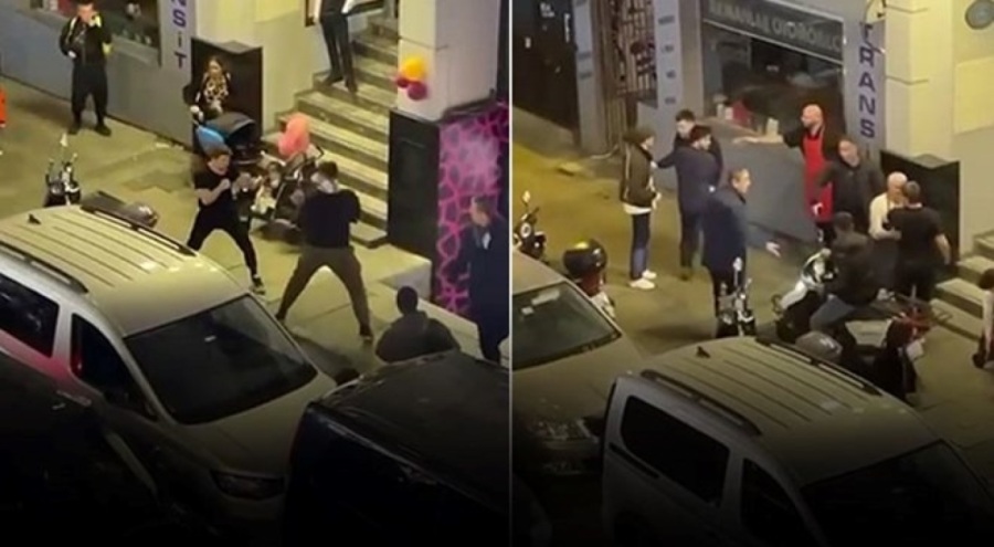 Sokak ortasında kavga: Gardlarını aldılar, birbirlerine saldırdılar
