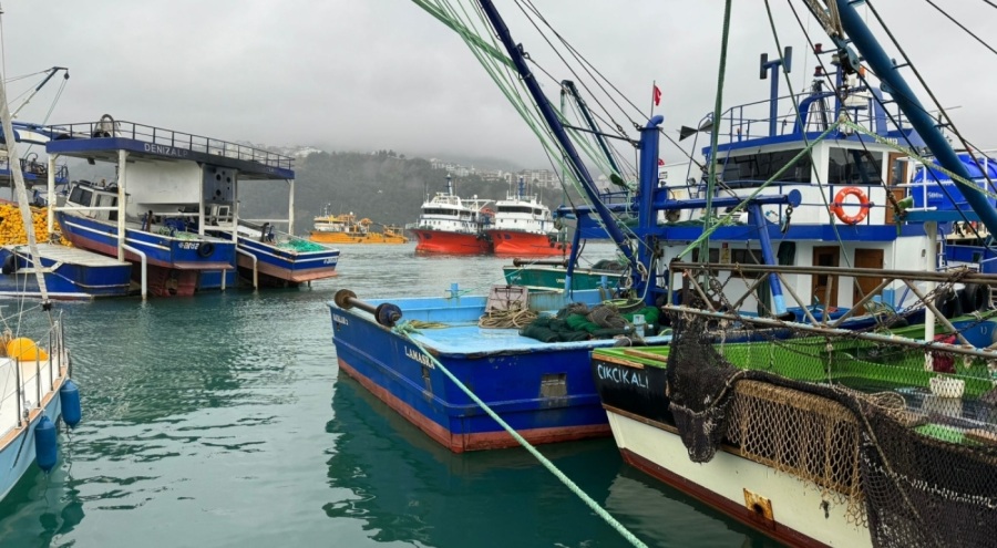 Fırtına uyarısı nedeniyle balıkçı tekneleri Amasra Limanı'na demirledi