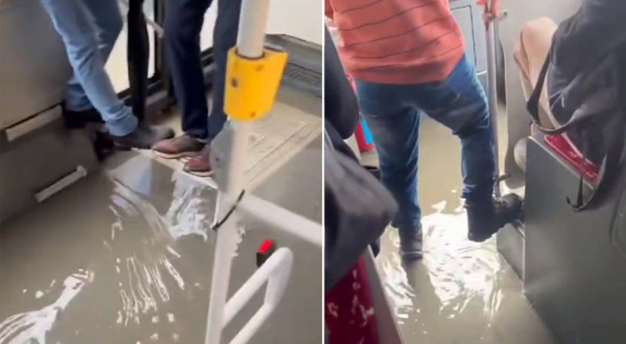 İstanbul'da otobüsü su bastı