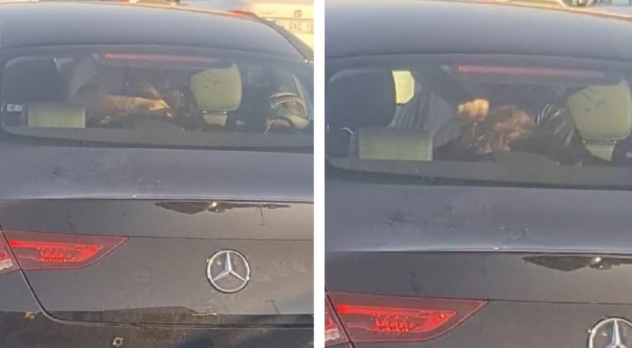 TEM'de dehşet anları! Eşini engelli çocuğunun yanında darp etti