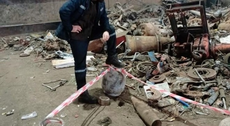 Karabük'te bulunan top mermisi fünye ile patlatıldı