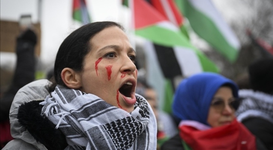 Berlin'de Filistin ile dayanışma gösterisi