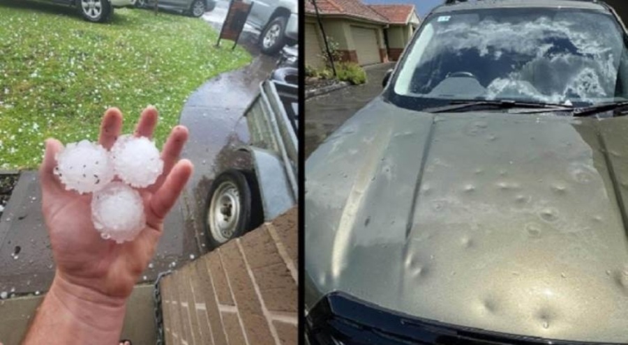 Şiddetli fırtınada golf topu büyüklüğünde dolu yağdı