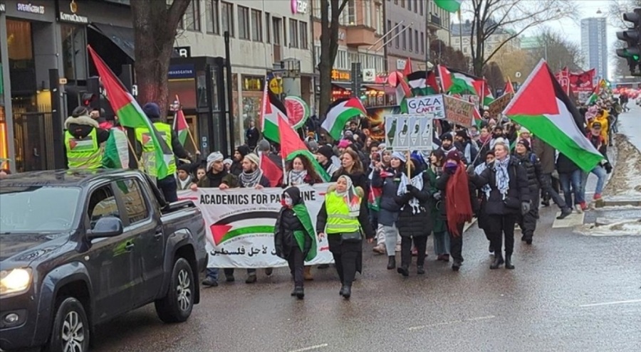 İsveç'te Filistin'e destek gösterisi düzenlendi