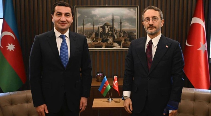 Fahrettin Altun, Azerbaycan Cumhurbaşkanı Yardımcısı Hikmet Hacıyev ile görüştü