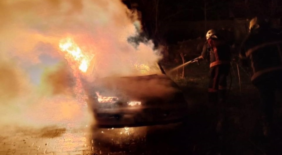 Park halindeki otomobil cayır cayır yandı