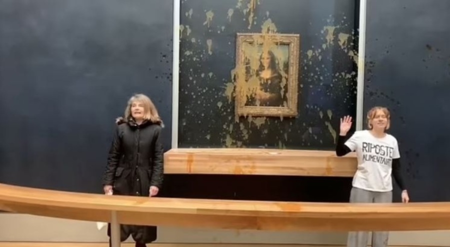 Paris'te Mona Lisa'ya çorbalı saldırı