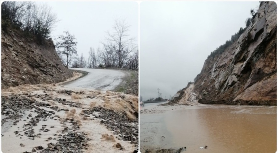 Artvin'de heyelan nedeniyle kapanan kara yolları kontrollü ulaşıma açıldı