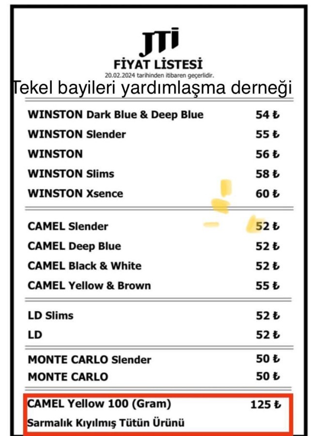 Tütüne zam geldi