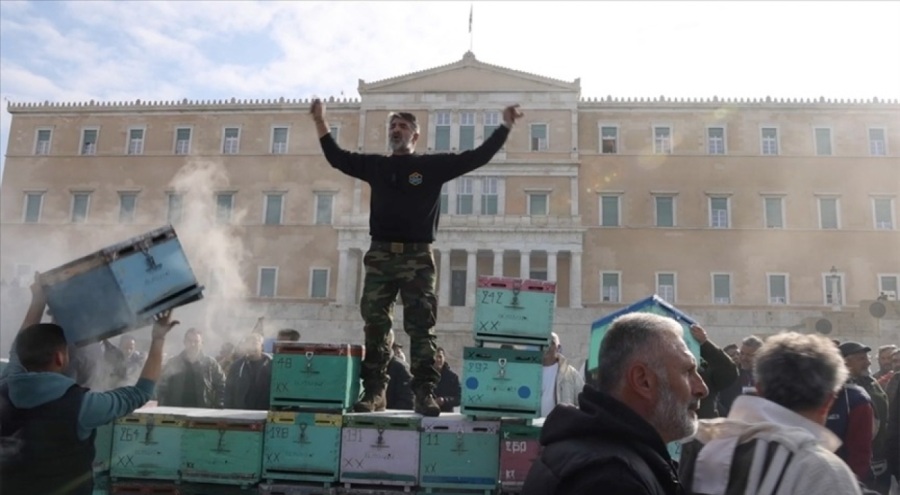 Yunanistan'da arıcılar başkentte gösteri düzenledi