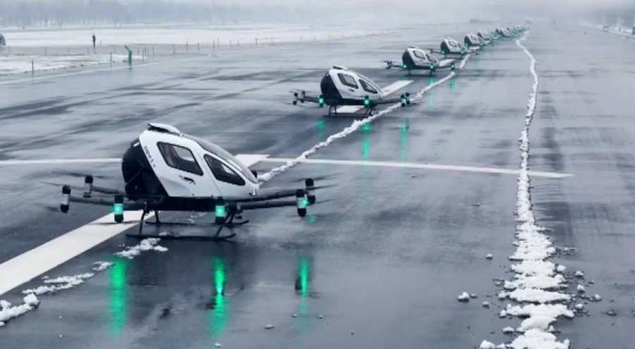 Çin'de uçan taksilere deneme uçuşu gerçekleşti