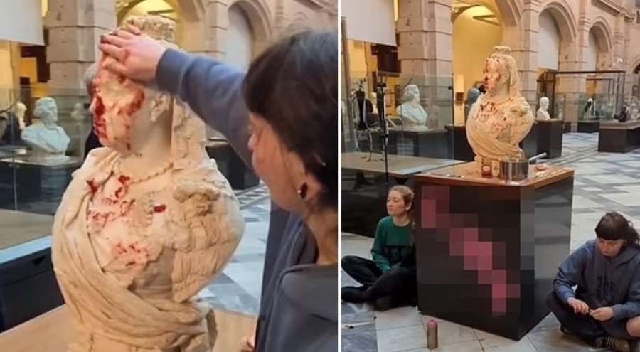 Kraliçe Victoria büstüne saldırı: 'Gıda haktır'