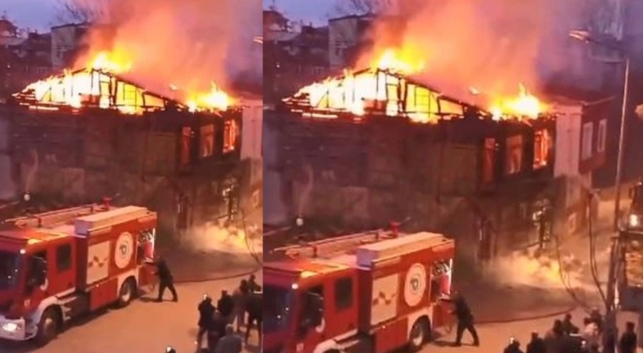 Metruk bina alev alev yandı!