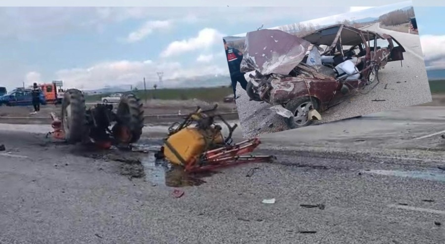 Traktörle çarpışan otomobil hurdaya döndü: 4 yaralı!