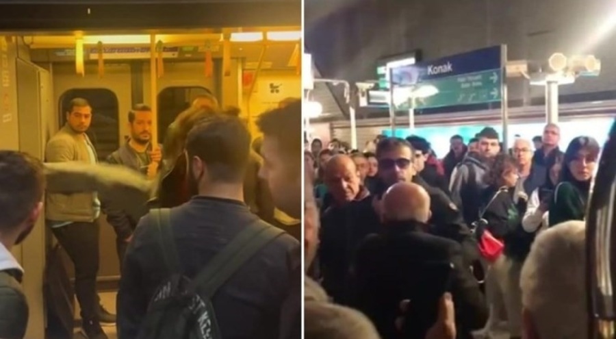 Metroda dehşet anları! Kapıları tekmeleyip makinisti dövmeye kalktılar
