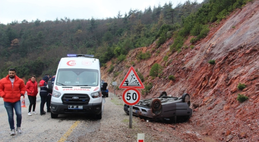 Takla atan otomobilin sürücüsü yaralandı