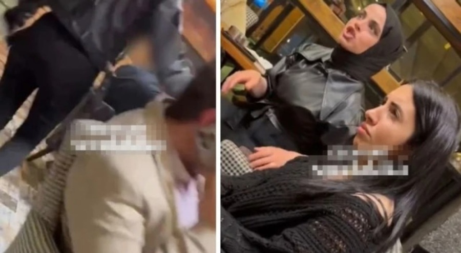 Kocasını okey masasında başka bir kadınla görünce ortalık karıştı