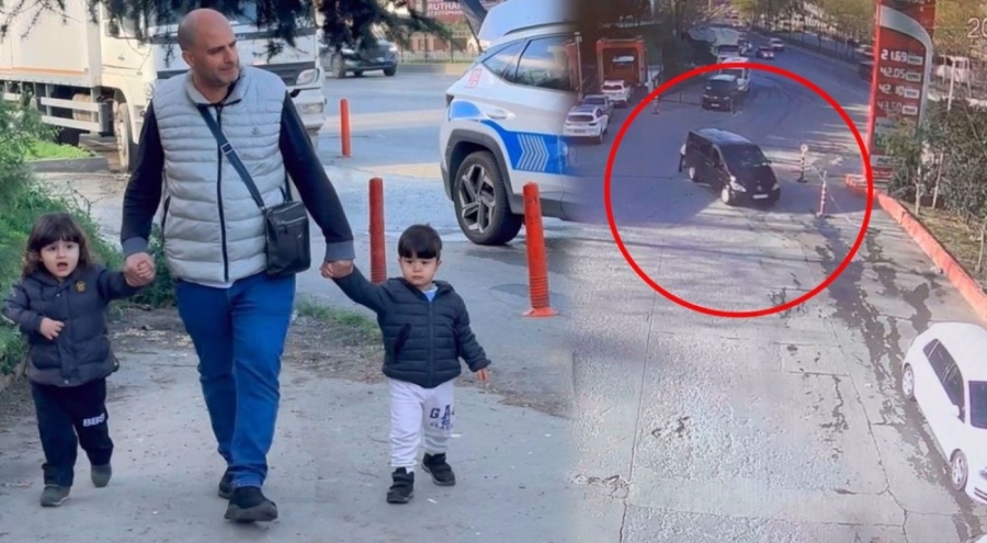 İki küçük kardeş el frenini indirdi! Otomobil önce araca, sonra da bariyerlere çarptı