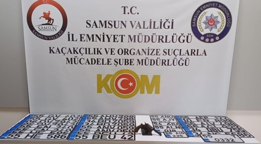 Samsun'da 28 adet sahte plaka ele geçirildi