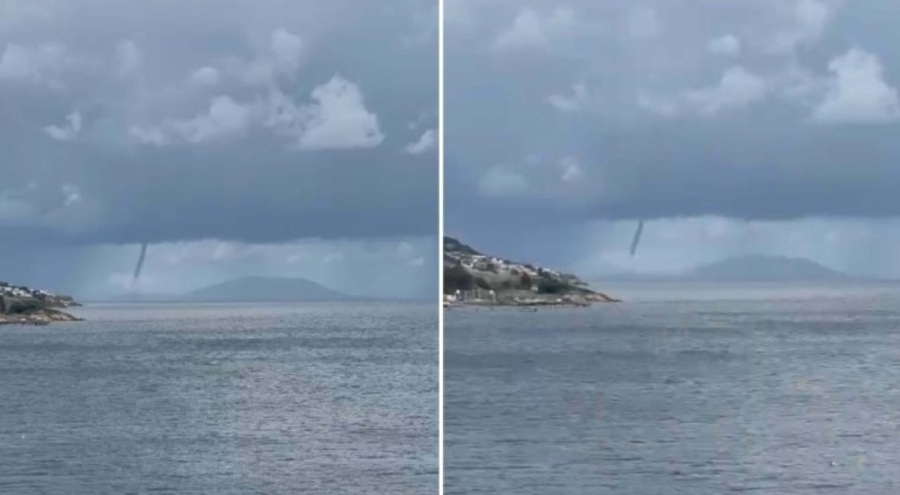 İzmir'in Foça ilçesi açıklarında hortum paniği!