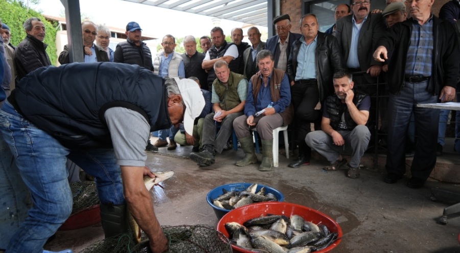 Bursa Gölyazı'da 100 yıldır her gün aynı yerde balık mezadı