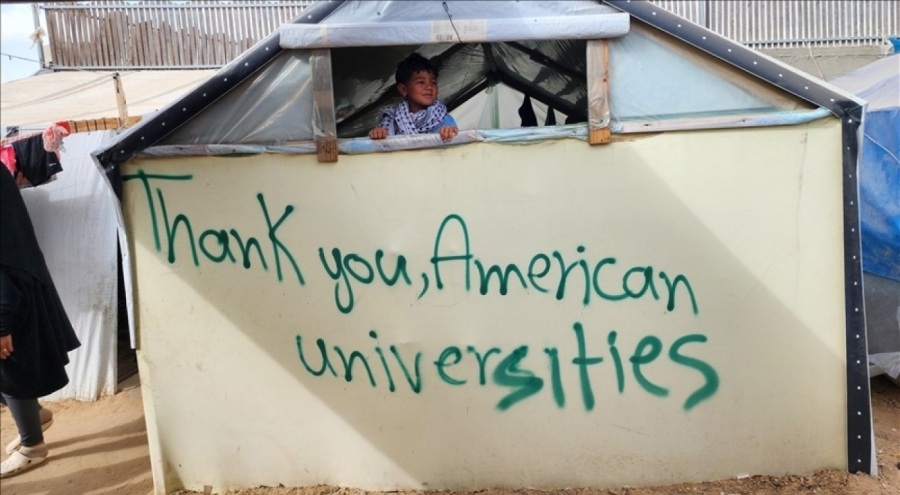 Refah'taki Filistinliden ABD'deki üniversite öğrencilerine teşekkür