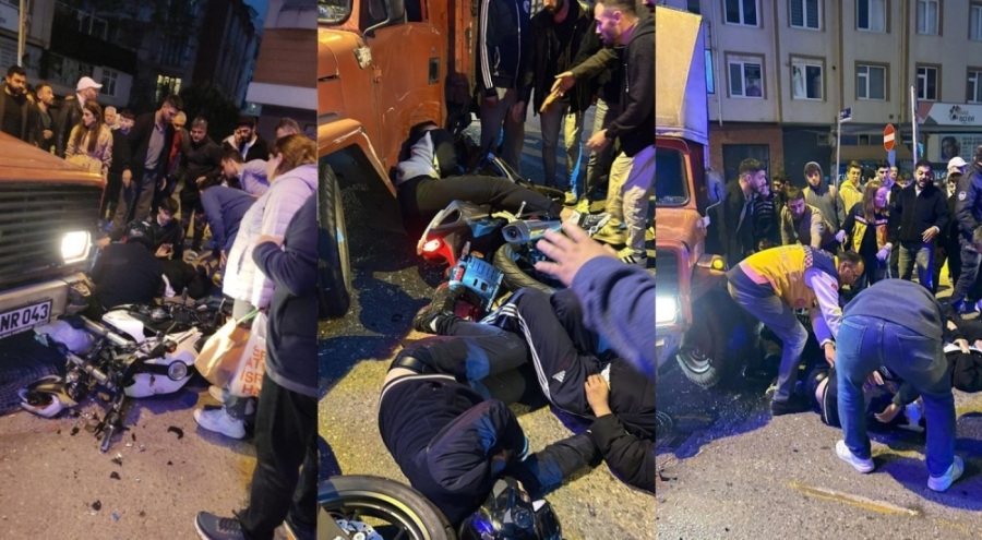 Kocaeli'de iki motosiklet kamyonetle çarpıştı