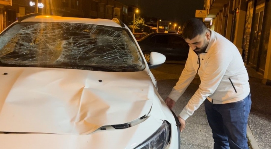 Bursa'da seyir halindeki otomobile hızla koşan at çarptı!