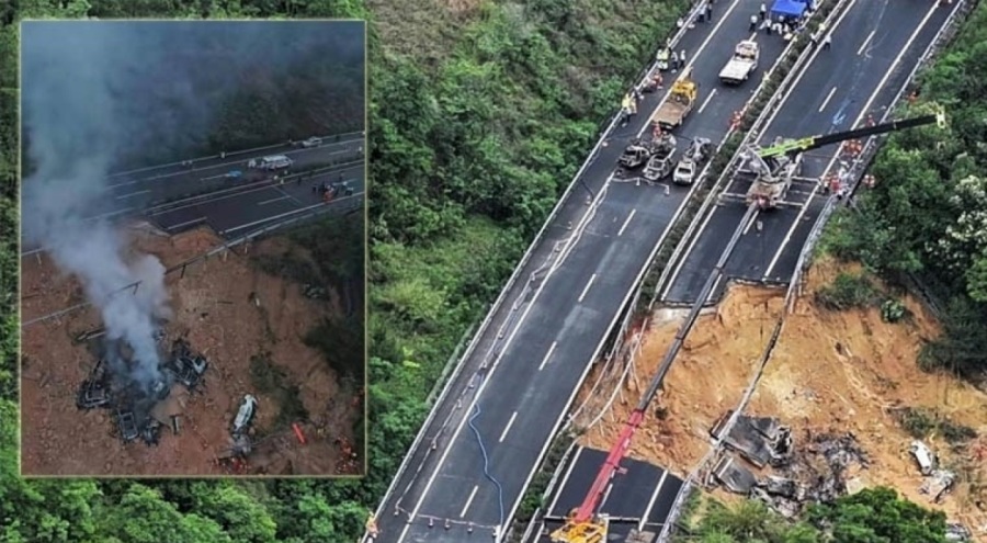 Çin'de otoyol çöktü! 36 kişi hayatını kaybetti
