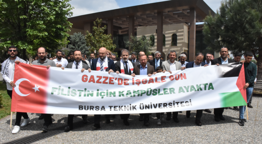 Bursa Teknik Üniversitesinde Gazze'ye destek için çadır nöbeti başlatıldı