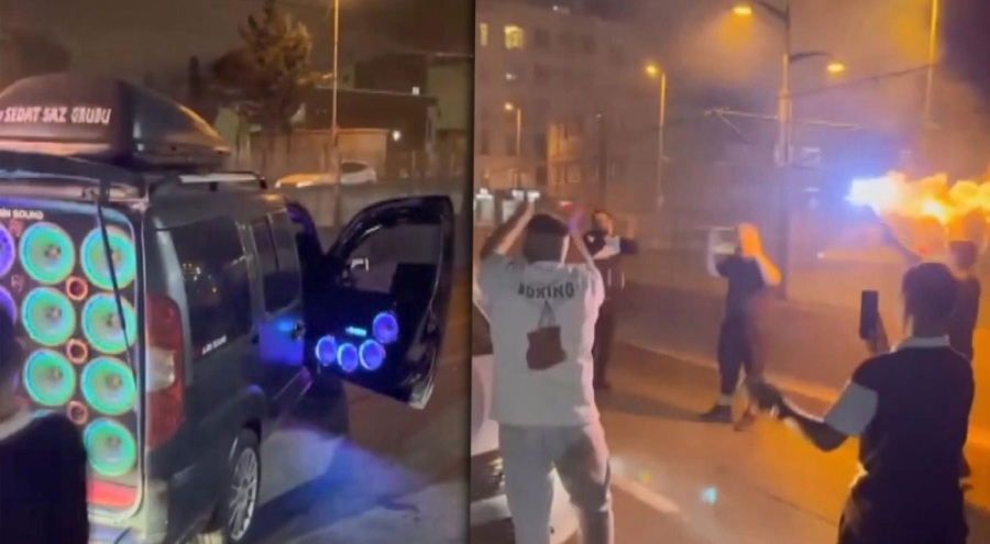 Meşaleli doğum günü kutlaması trafiği felç etti